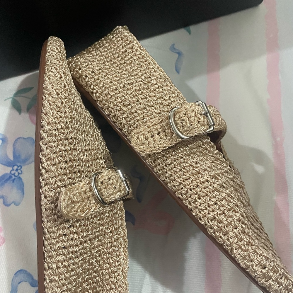 ALAIA Natural Woven Mary Jane Flats with Buckle - Picture 6 of 9